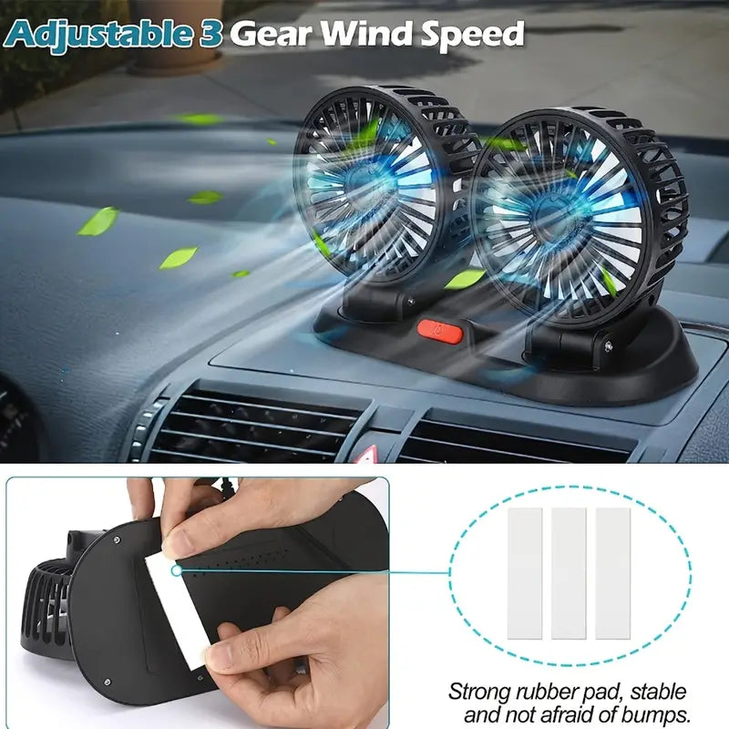 Ventilador Doble Para Coche Y Casa Con Conexión Cigarrera