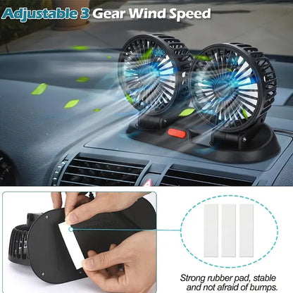 Ventilador Doble Para Coche Y Casa Con Conexión Cigarrera
