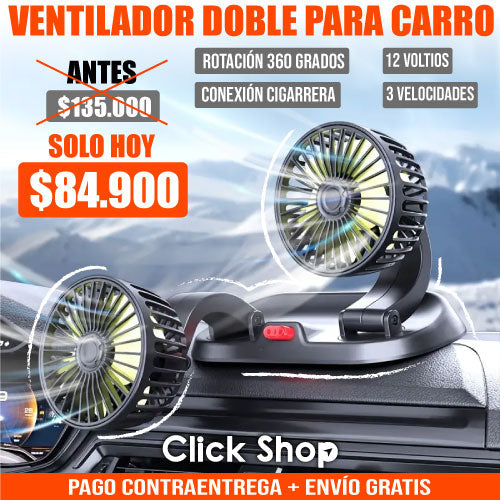 Ventilador Doble Para Coche Y Casa Con Conexión Cigarrera