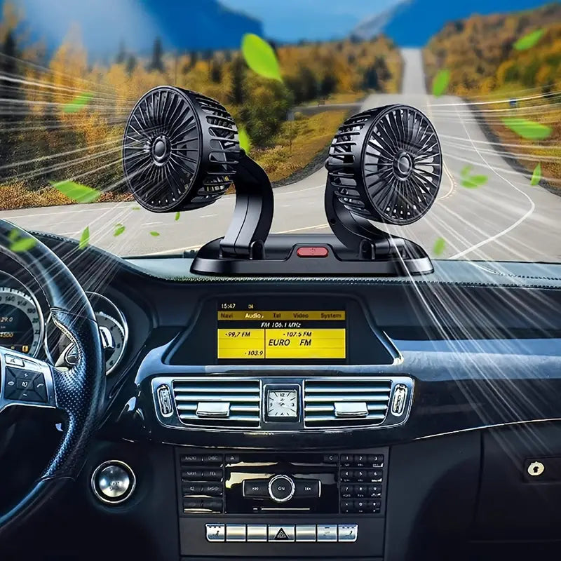 Ventilador Doble Para Coche Y Casa Con Conexión Cigarrera